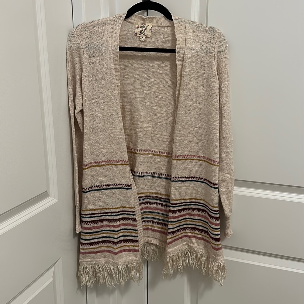Hippie Rose Striped and Fringed Cardigan